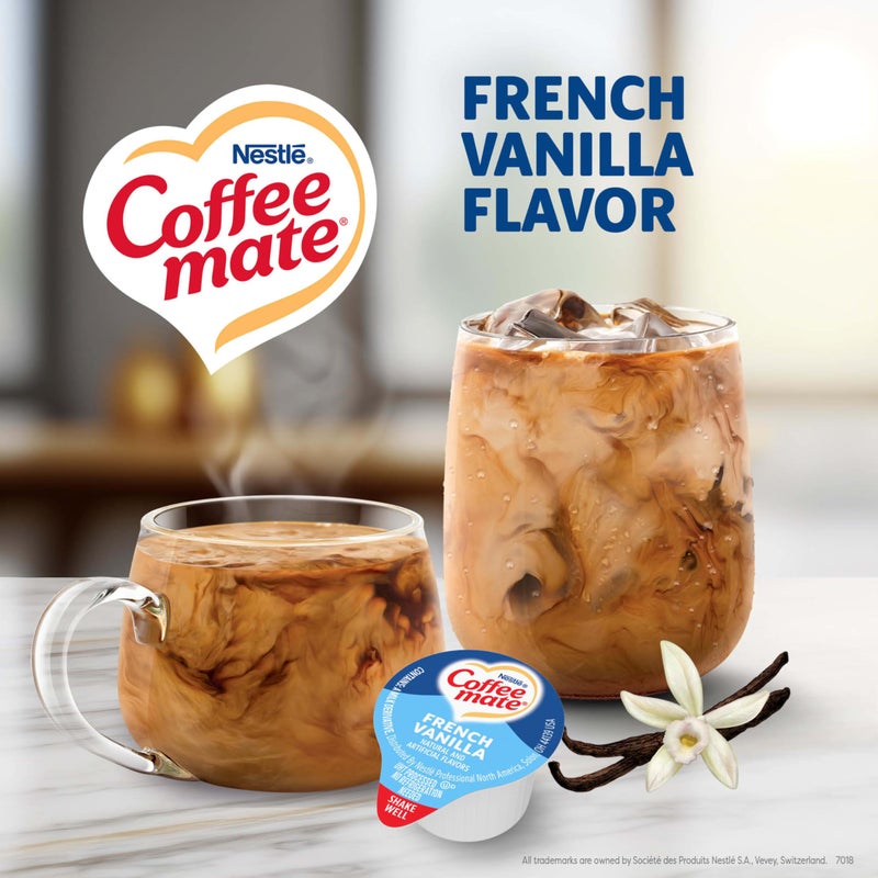 Coffee Mate Nestle Coffee mate Coffee Creamer, French Vanilla, Liquid Creamer Singles, Non Dairy, No Refrigeration, 0.375 fl oz Tubs (Pack of 180) - Image 2